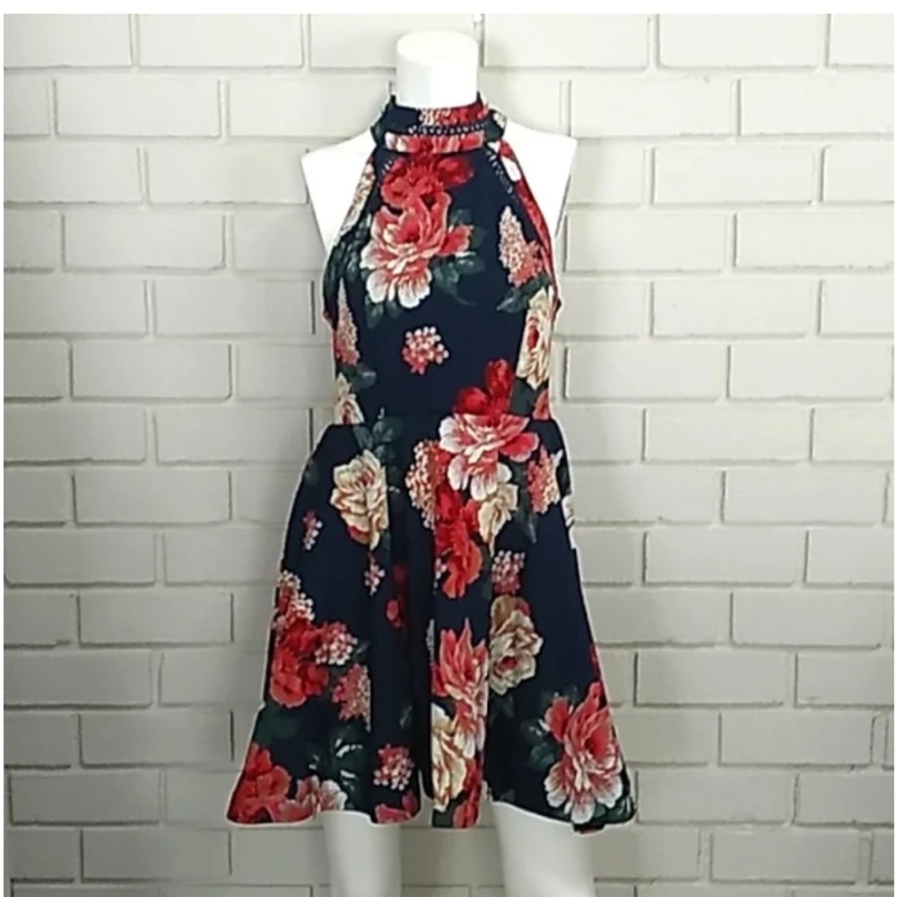 Navy base floral print dress